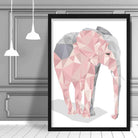 Geometric Poly Blush Pink and Grey Elephant Poster