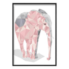Geometric Poly Blush Pink and Grey Elephant Poster