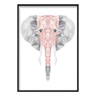 Geometric Poly Blush Pink and Grey Elephant Head Poster