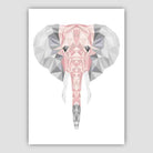 Geometric Poly Blush Pink and Grey Elephant Head Poster