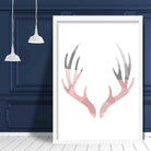 Geometric Poly Blush Pink and Grey Stag AntlersPoster