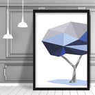 Geometric Poly Navy Blue and Grey Tree Poster
