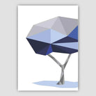 Geometric Poly Navy Blue and Grey Tree Poster