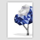 Geometric Poly Navy Blue and Grey Tree 2 Poster