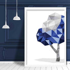 Geometric Poly Navy Blue and Grey Tree 2 Poster