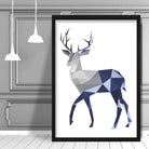 Geometric Poly Navy Blue and Grey Stag Poster