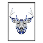 Geometric Poly Navy Blue and Grey Stag Head Poster