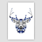 Geometric Poly Navy Blue and Grey Stag Head Poster
