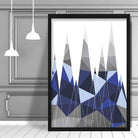 Geometric Poly Navy Blue and Grey Mountains Poster