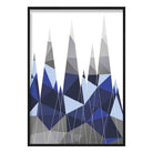 Geometric Poly Navy Blue and Grey Mountains Poster