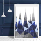 Geometric Poly Navy Blue and Grey Mountains Poster