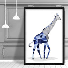 Geometric Poly Navy Blue and Grey Giraffe Poster