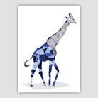 Geometric Poly Navy Blue and Grey Giraffe Poster