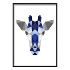 Geometric Poly Navy Blue and Grey Giraffe Head Poster