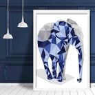 Geometric Poly Navy Blue and Grey Elephant Poster