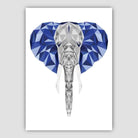 Geometric Poly Navy Blue and Grey Elephant Head Poster