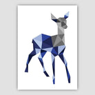 Geometric Poly Navy Blue and Grey Young Stag Poster
