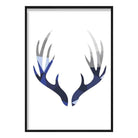 Geometric Poly Navy Blue and Grey Stag Antlers Poster