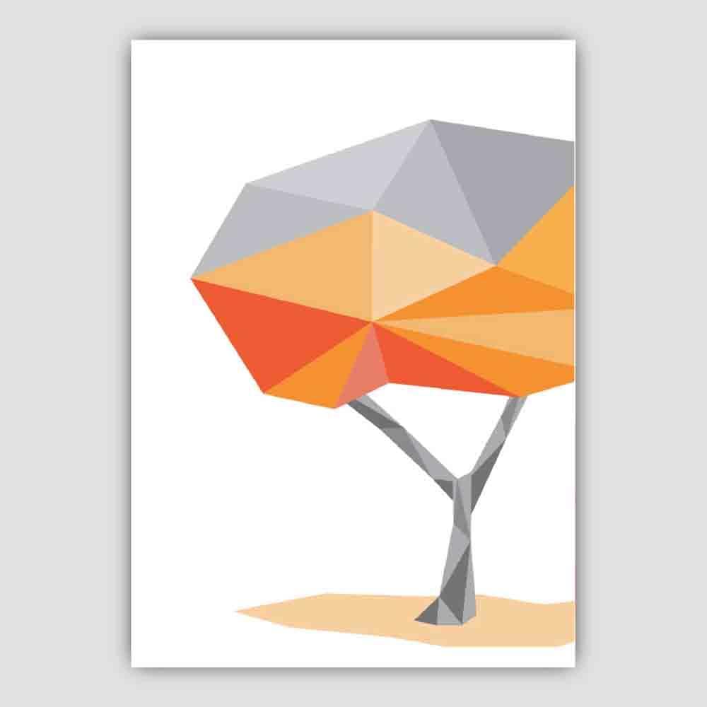 Geometric Poly Orange and Grey Tree Poster
