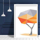 Geometric Poly Orange and Grey Tree Poster