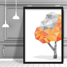 Geometric Poly Orange and Grey Tree 2 Poster