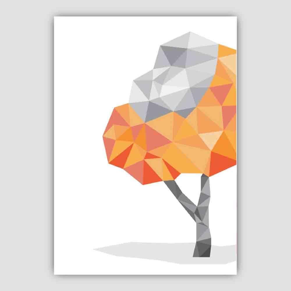 Geometric Poly Orange and Grey Tree 2 Poster