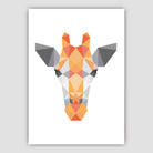 Geometric Poly Orange and Grey Giraffe Head Poster