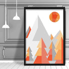 Geometric Poly Orange and Grey Forest Poster