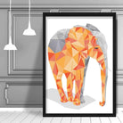 Geometric Poly Orange and Grey Elephant Poster