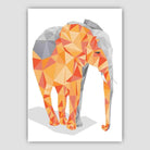 Geometric Poly Orange and Grey Elephant Poster