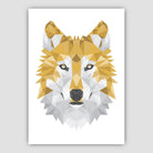 GEOMETRIC Set of 3 Yellow & Grey Art Prints Animal Heads Wolf Stag Lion