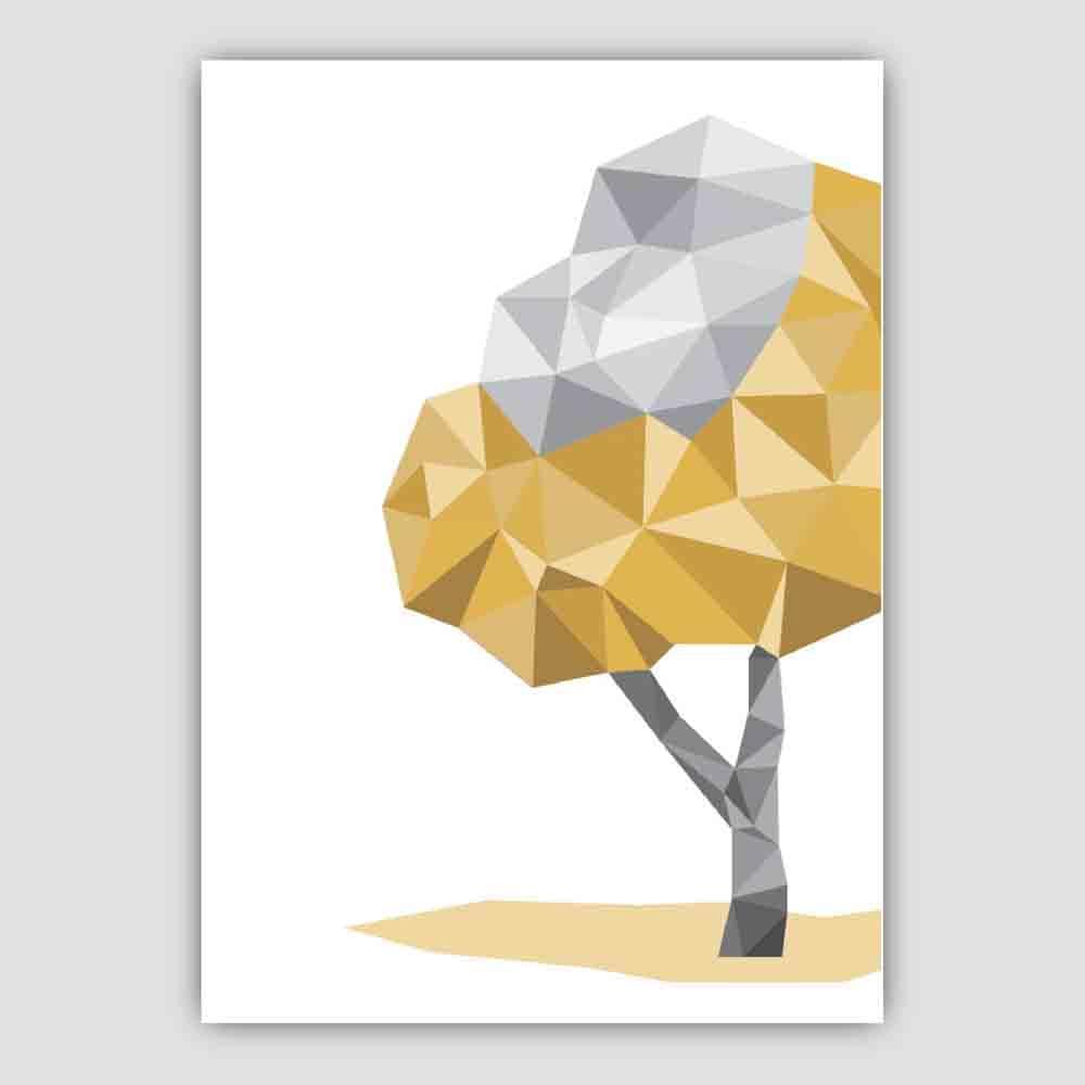 Geometric Poly Yellow and Grey Tree 2 Poster