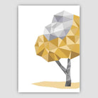 Geometric Poly Yellow and Grey Tree 2 Poster