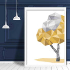 Geometric Poly Yellow and Grey Tree 2 Poster