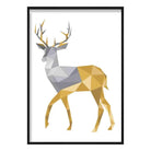 Geometric Poly Yellow and Grey Stag Poster