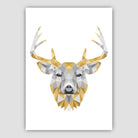 Geometric Poly Yellow and Grey Stag Head Poster