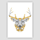 GEOMETRIC Set of 3 Yellow & Grey Art Prints Animal Heads Wolf Stag Lion