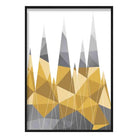 Geometric Poly Yellow and Grey Mountains Poster