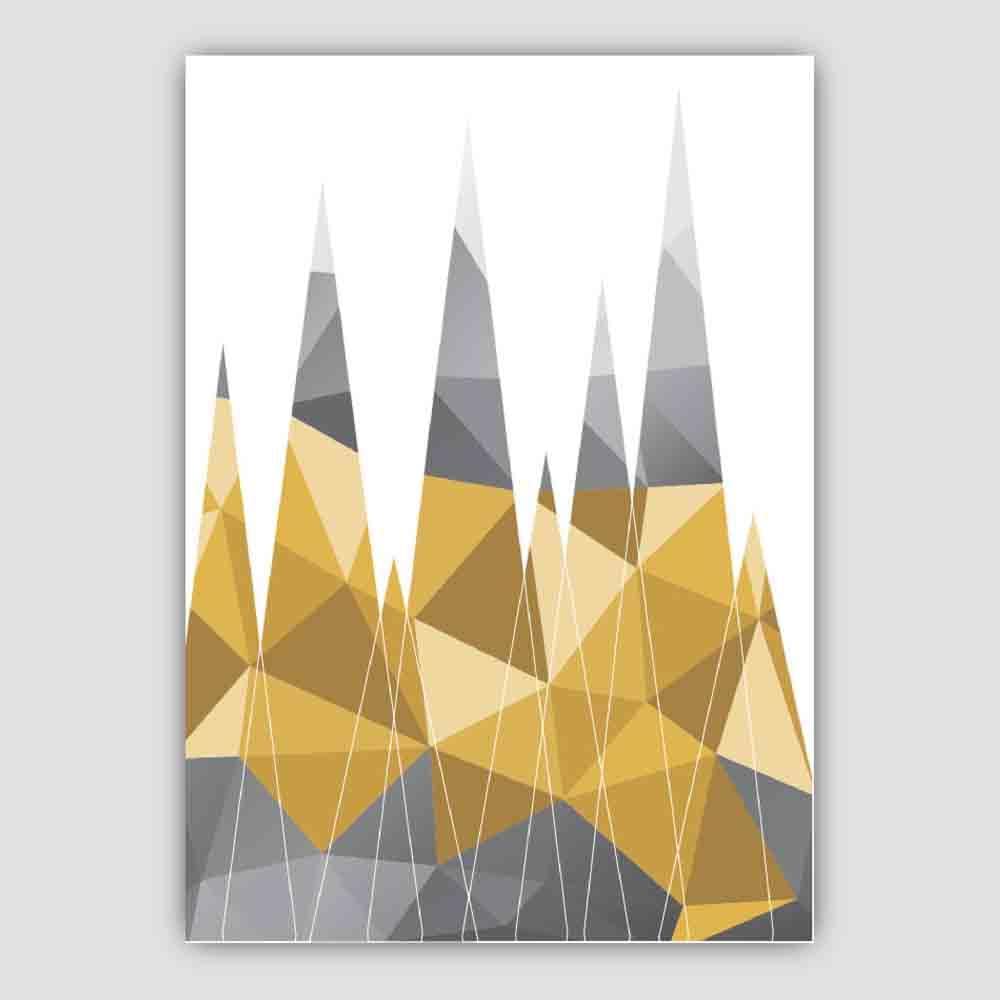 Geometric Poly Yellow and Grey Mountains Poster