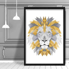 Geometric Poly Yellow and Grey Lion Head Poster