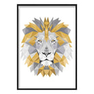 Geometric Poly Yellow and Grey Lion Head Poster