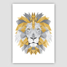 GEOMETRIC Set of 3 Yellow & Grey Art Prints Animal Heads Wolf Stag Lion