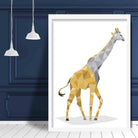 Geometric Poly Yellow and Grey Giraffe Poster