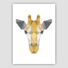 Geometric Poly Yellow and Grey Giraffe Head Poster