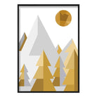 Geometric Poly Yellow and Grey Forest Poster