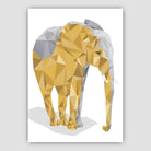 Geometric Poly Yellow and Grey Elephant Poster
