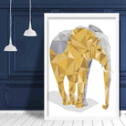 Geometric Poly Yellow and Grey Elephant Poster
