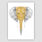 Geometric Poly Yellow and Grey Elephant Head Poster