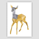 Geometric Poly Yellow and Grey Young Stag Poster