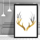 Geometric Poly Yellow and Grey Stag Antlers Poster